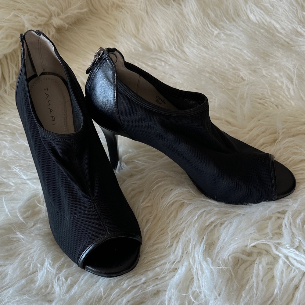 Tahari Black Peep Toe Heels